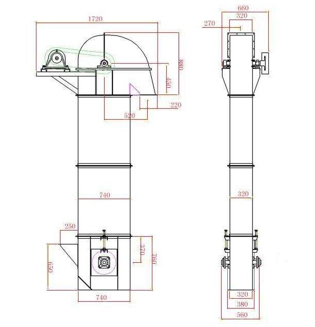 TD500型斗式提升机结构